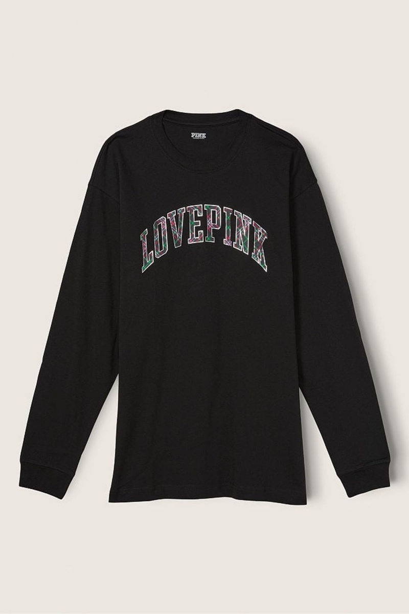 Victoria's Secret Coton Long Sleeve Campus T-Shirt Rose | TPJQ-97458