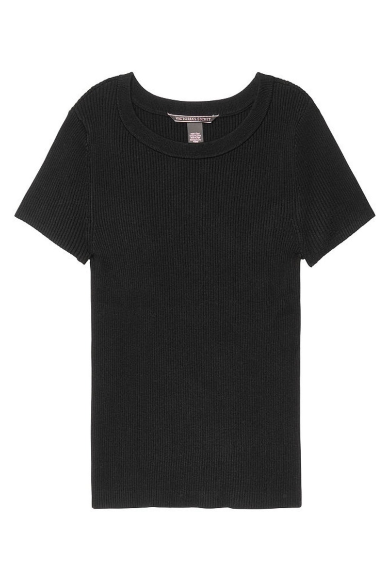 Victoria's Secret Crewneck Pull T-shirt Noir | IFDQ-35604