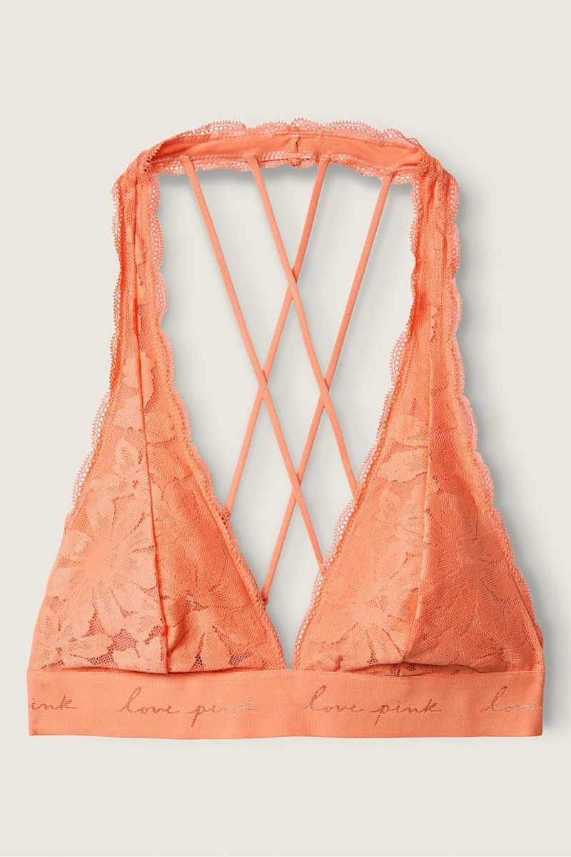 Victoria's Secret Dentelle Lanières Back Halterneck Bralette Corail Blanche Orange | MQKI-83609