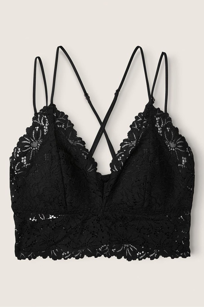 Victoria's Secret Dentelle Lanières Back Longline Bralette Noir | VGNK-05128