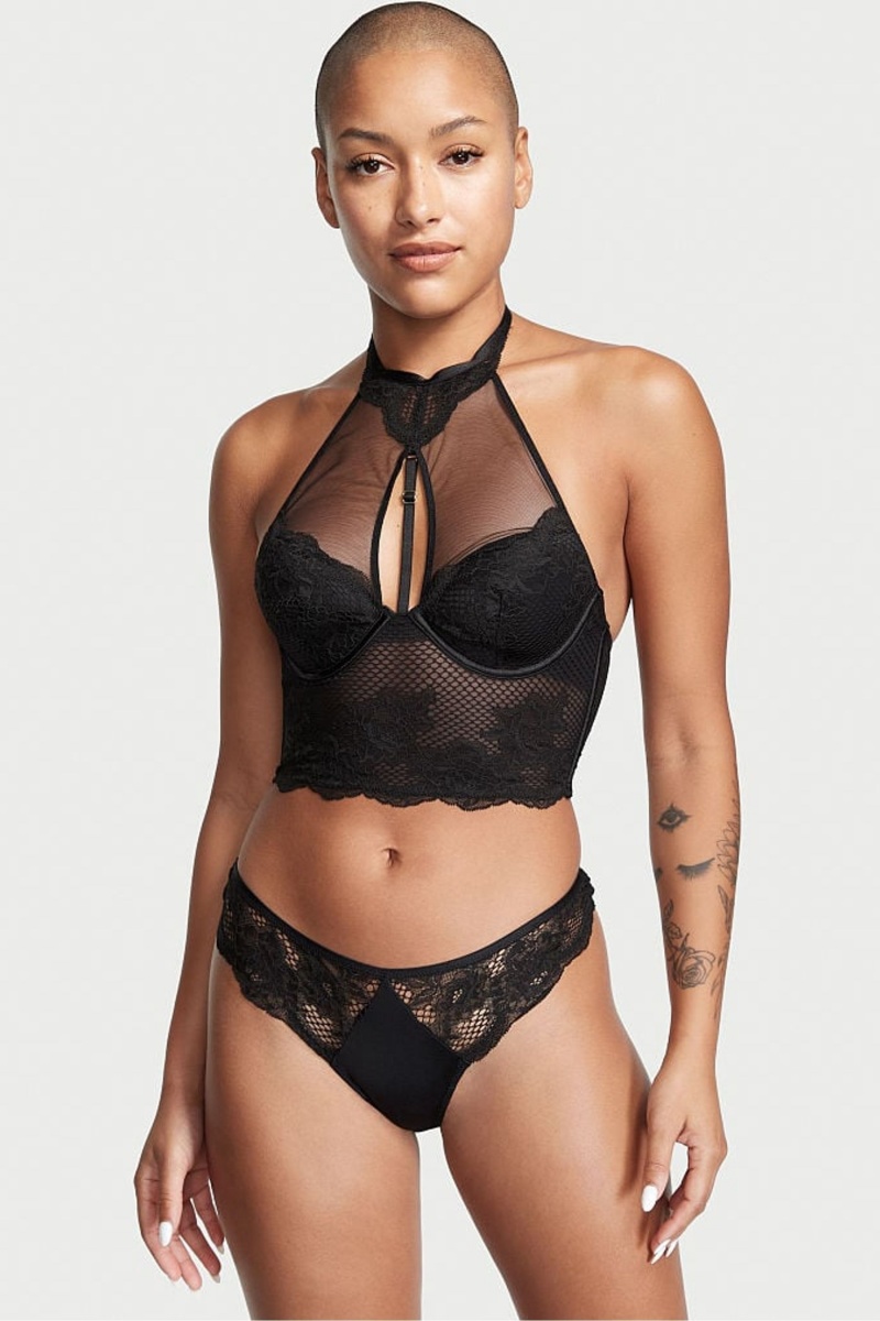 Victoria's Secret Dentelle Lanières Knickers Noir | SCVR-75891