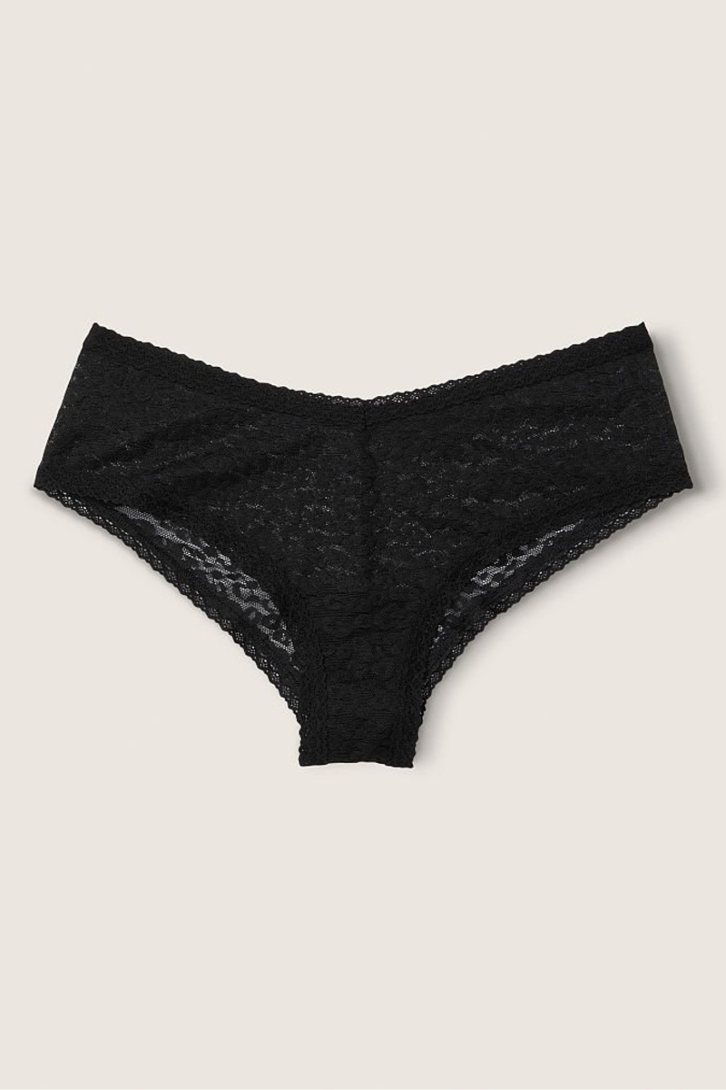 Victoria\'s Secret Dentelle Logo Cheeky Knickers Noir | VAZX-69570