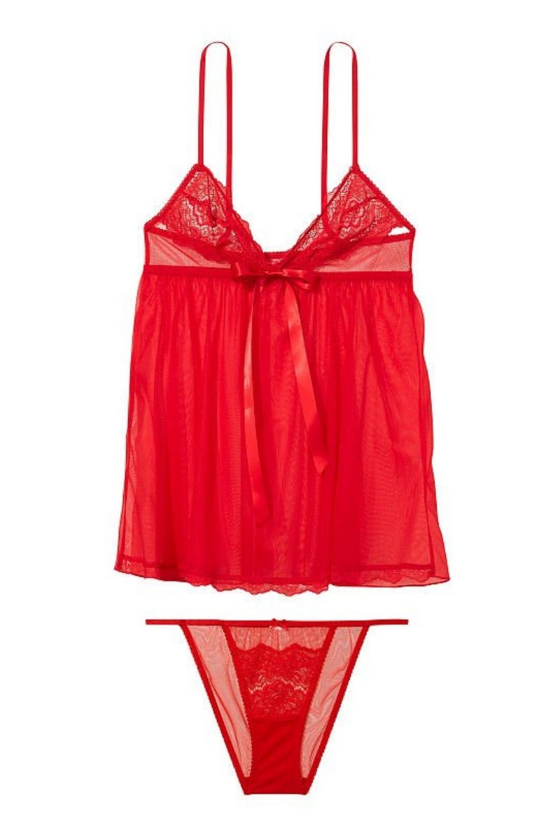Victoria\'s Secret Dentelle Unlined Non Wired Babydoll Rouge | NLPF-83409