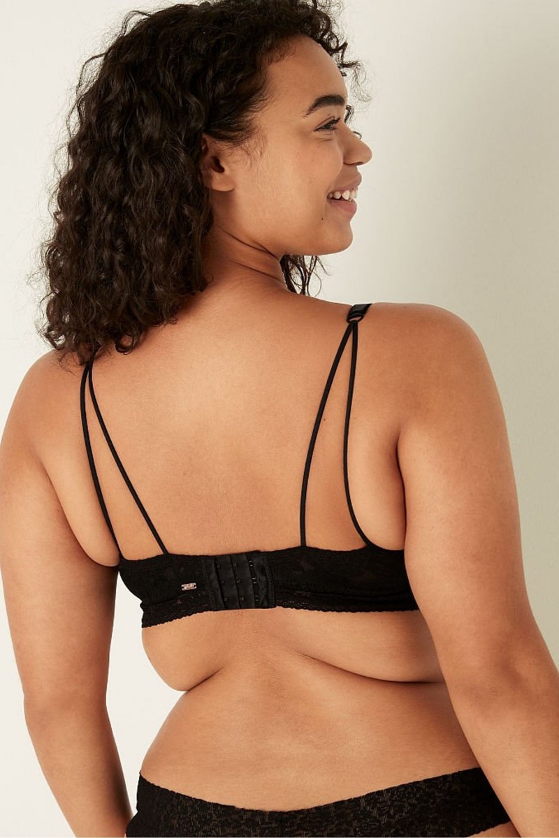 Victoria's Secret Dentelle Wired Push Up Bralette Noir | DGYH-28394