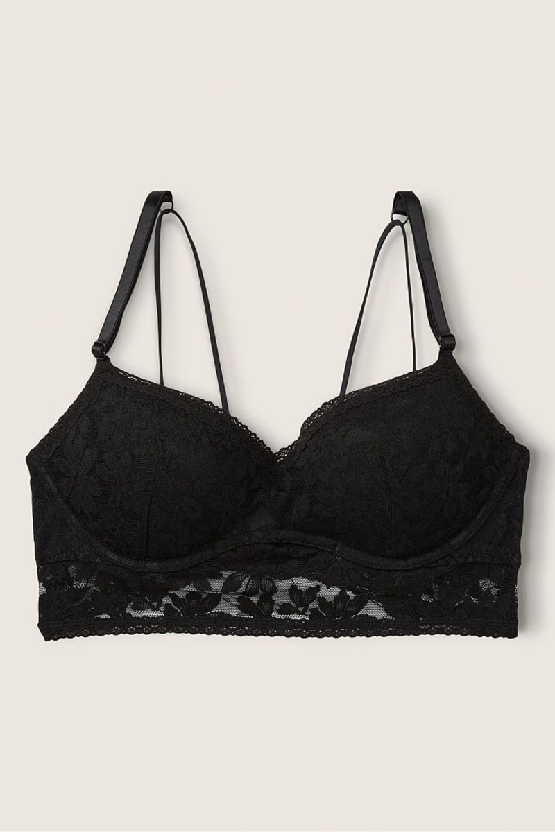 Victoria's Secret Dentelle Wired Push Up Bralette Noir | DGYH-28394