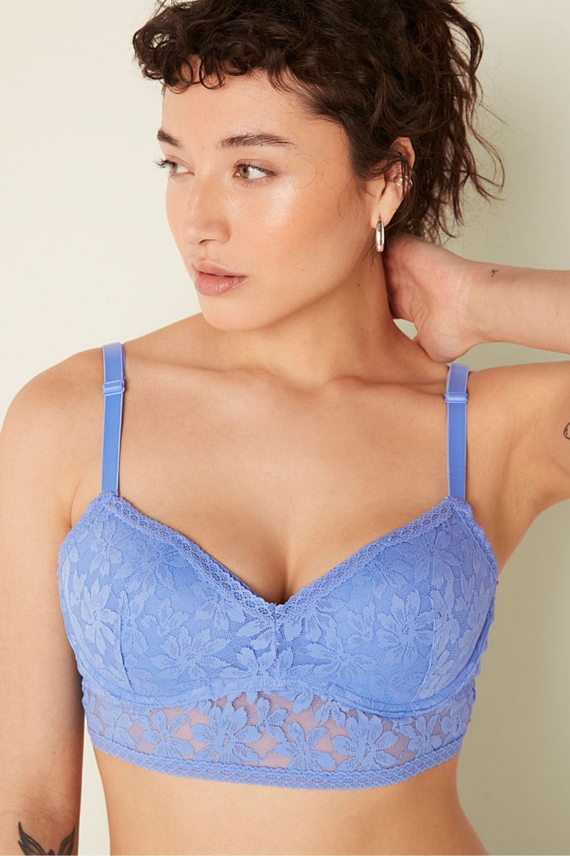 Victoria's Secret Dentelle Wired Push Up Bralette Bleu | ELMD-41267