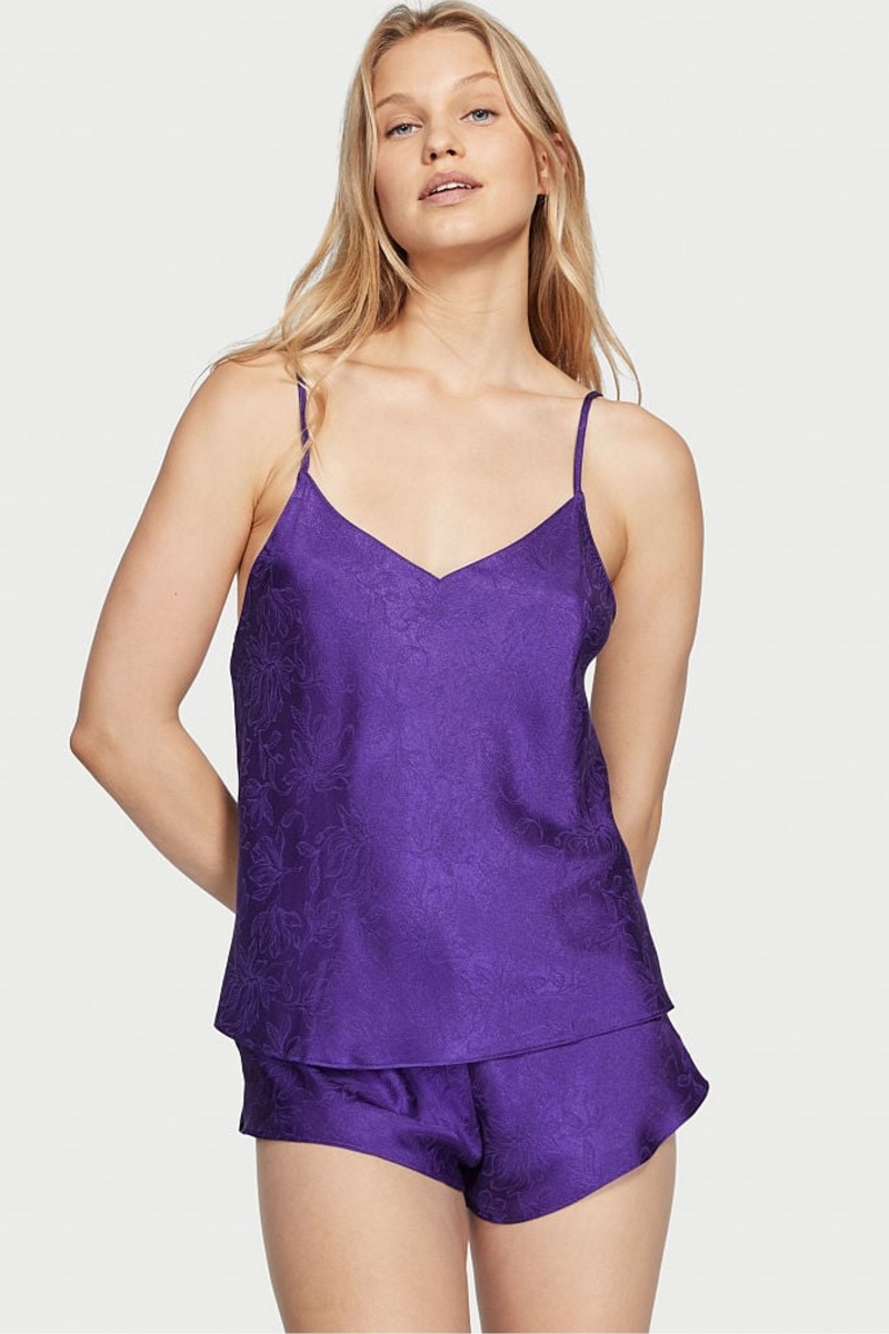 Victoria\'s Secret Draped Back Satin Cami Set Violette | GFWE-01394