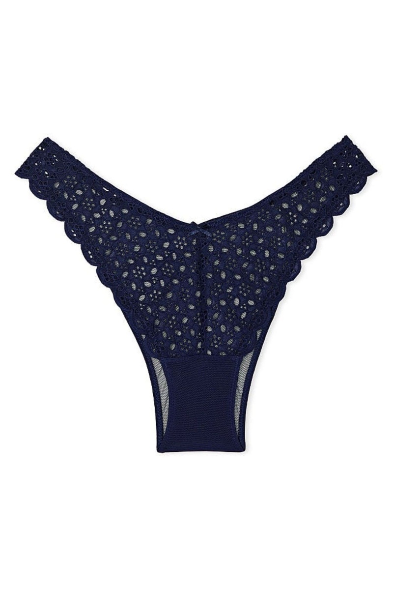 Victoria's Secret Dream Angels Broderie Knickers Bleu Marine Bleu | UEOS-23741