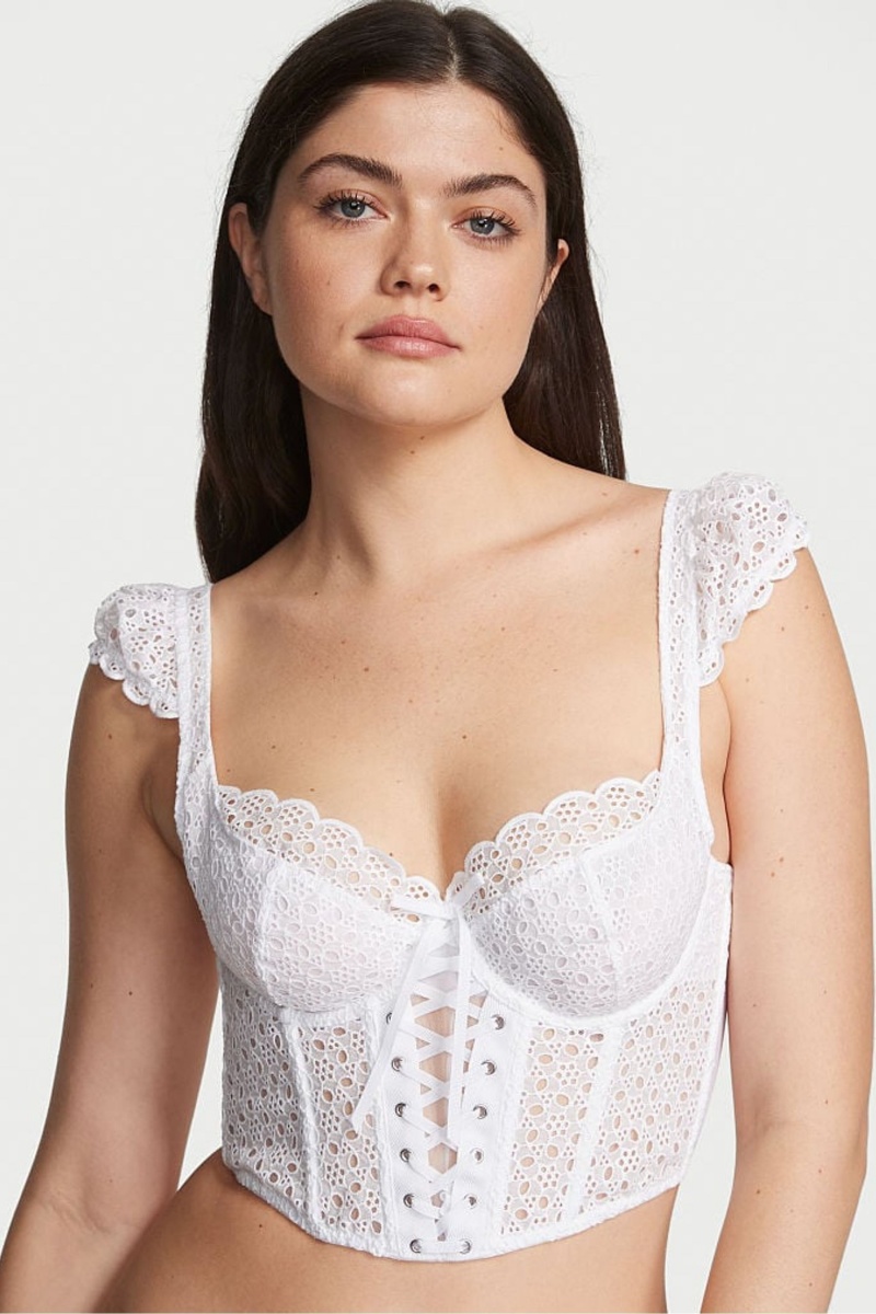 Victoria\'s Secret Dream Angels Broderie Scalloped Trim Bra Blanche | YROH-94705