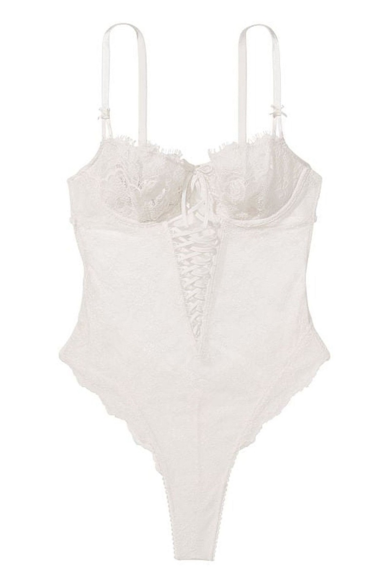 Victoria's Secret Dream Angels Dentelle Unlined Balcony Bodysuit Blanche | PWTS-80491