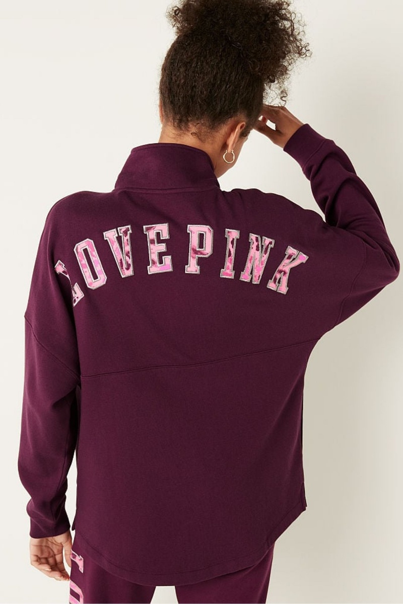 Victoria's Secret Fleece Oversized ZipUp Sweatshirt Bordeaux | GVXS-18095