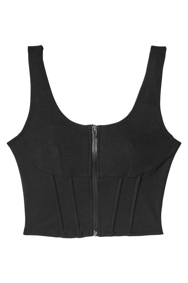 Victoria's Secret Fleece Tank Top Noir | QRUJ-58769