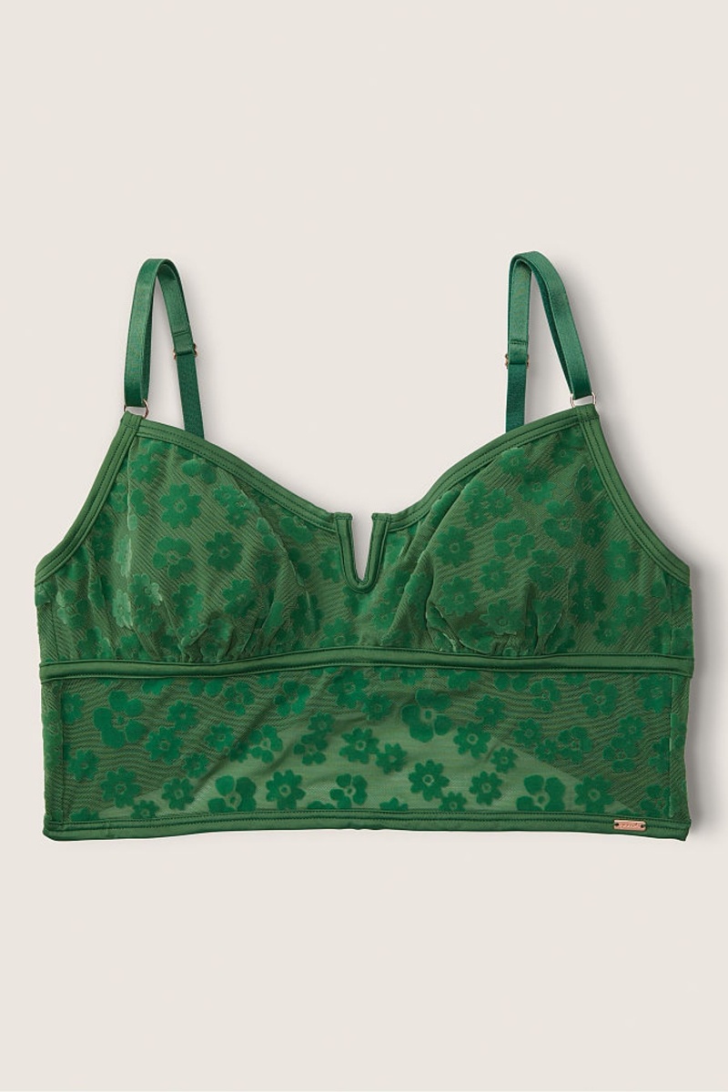 Victoria\'s Secret Flocked Mesh Bralette Vert | NWHO-29380