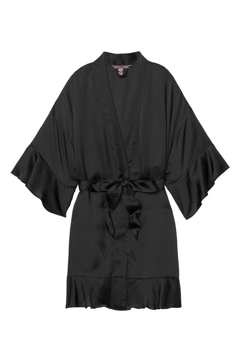 Victoria's Secret Flounce Satin Robe Rose | UFRA-15089