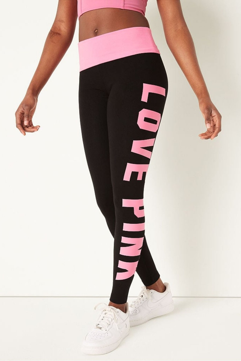 Victoria\'s Secret Foldover Full Length Legging Noir | DZFX-36702