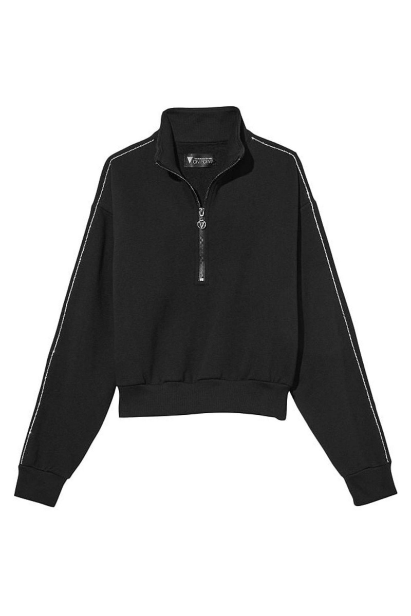 Victoria's Secret Half Zip High Neck Lounge Sweatshirt Noir | RZMT-36408