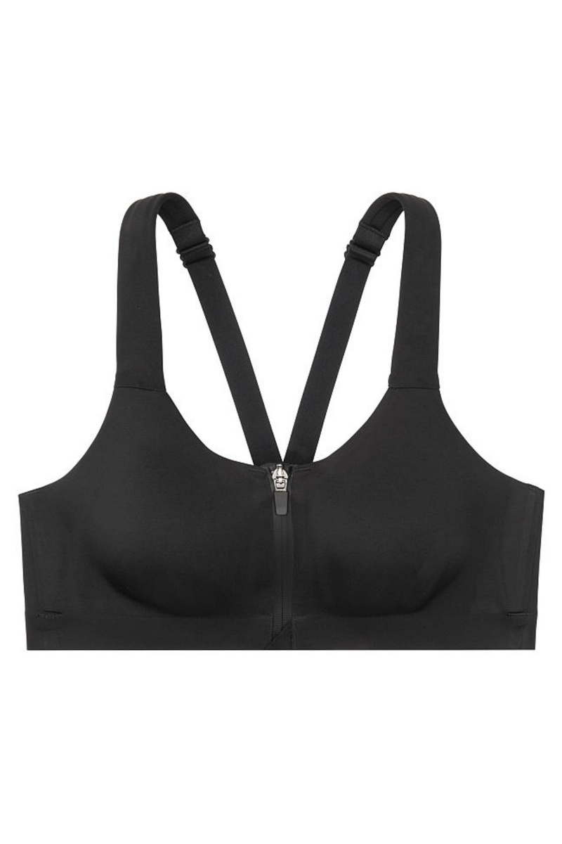 Victoria's Secret Knockout High Impact Racerback Zip Up Sports Bra Noir | HTZX-89374