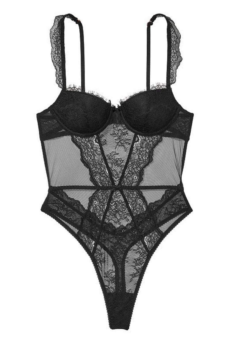 Victoria's Secret Lightly Doublée Demi Dentelle Bodysuit Noir | IBYX-12734