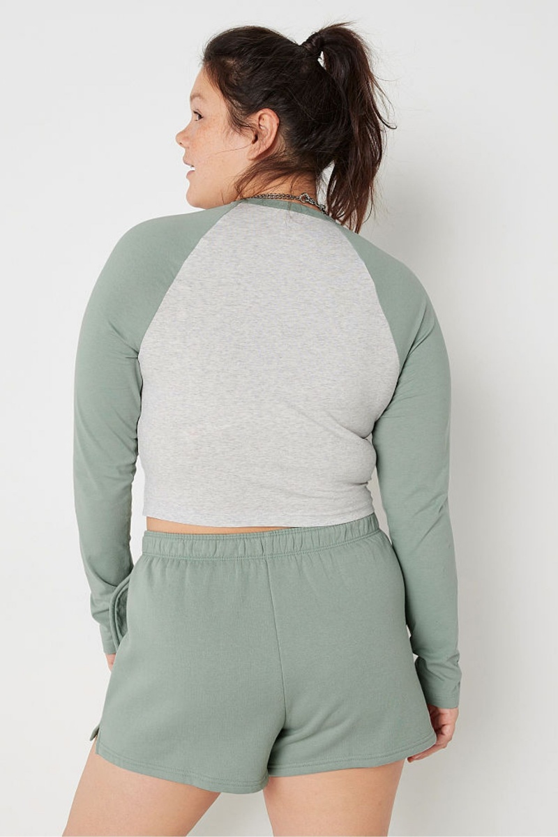 Victoria's Secret Long Sleeve Crop T-Shirt Vert | ICVU-87920