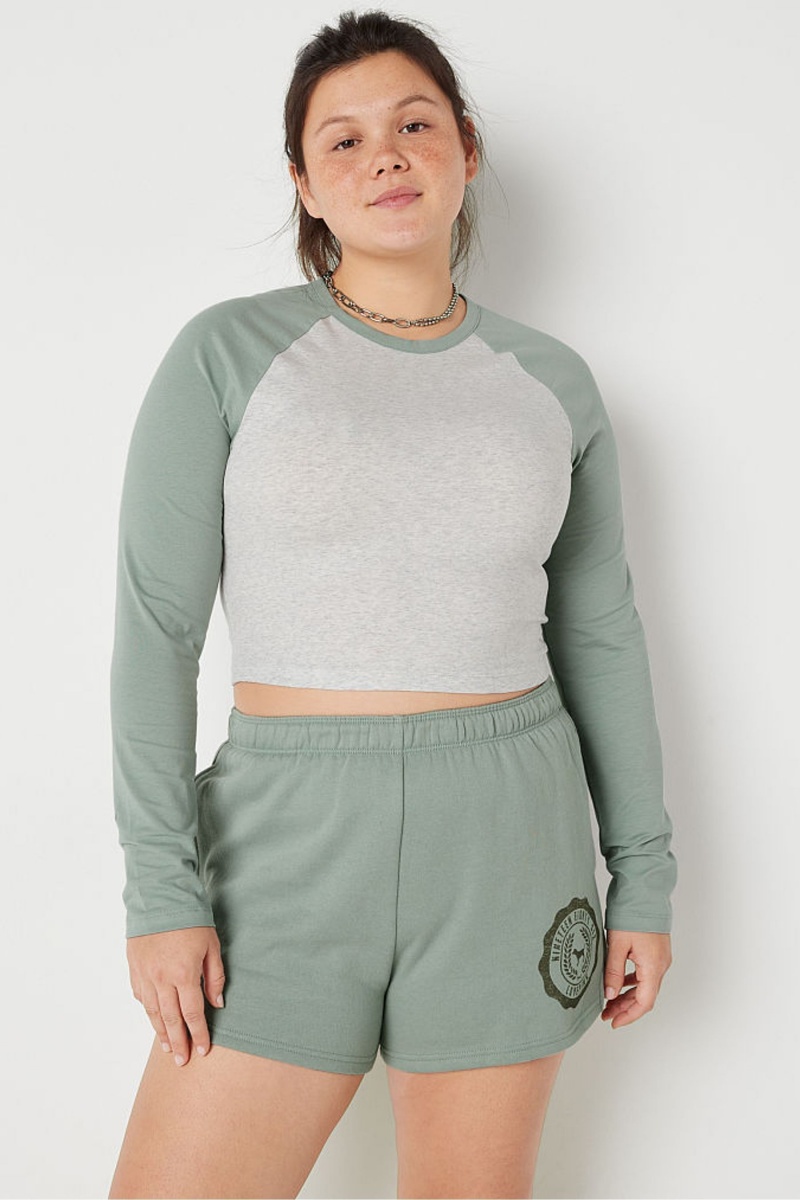 Victoria\'s Secret Long Sleeve Crop T-Shirt Vert | ICVU-87920