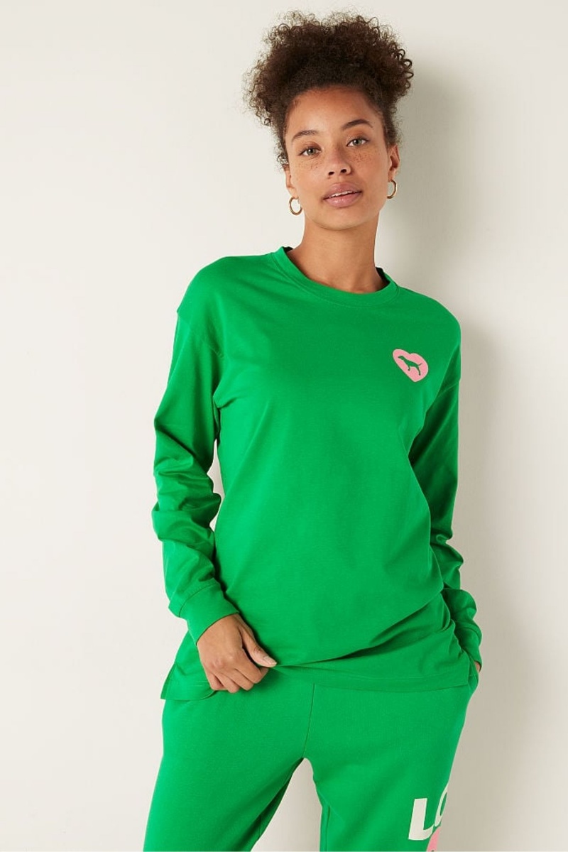 Victoria\'s Secret Long Sleeve T-Shirt Vert | DBQE-13089