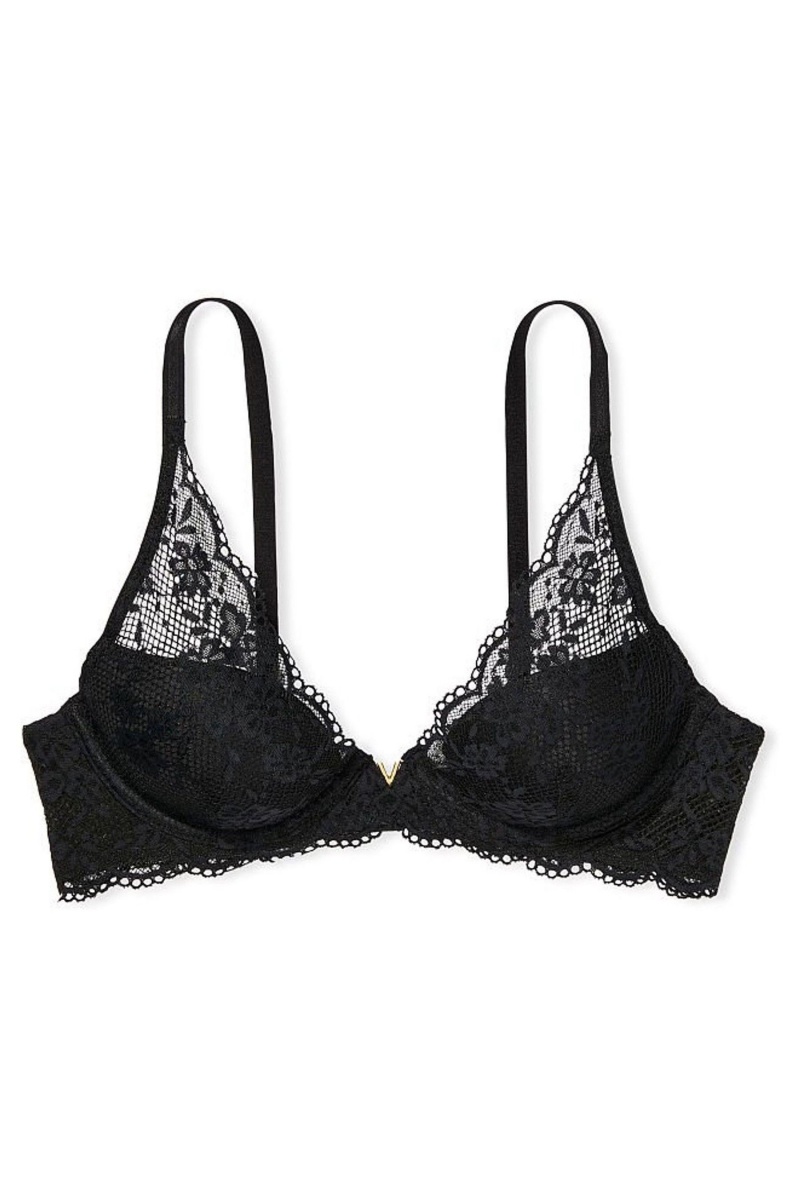 Victoria's Secret Love Cloud Dentelle Half Pad Plunge Bra Noir | DNEZ-61375