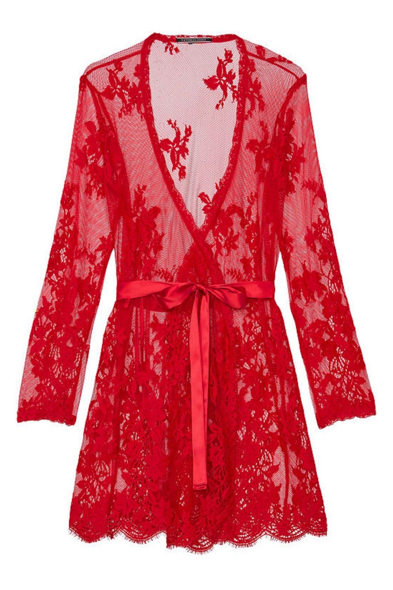 Victoria's Secret Luxe Lingerie Dentelle Corta Dressing Gown Rouge | CWBN-52416