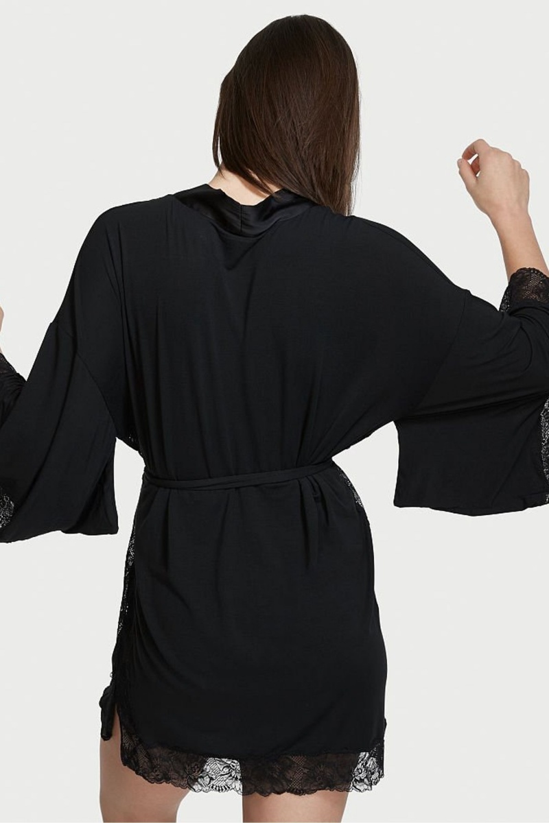 Victoria's Secret Modal Dentelle Robe Noir | OMGW-21967