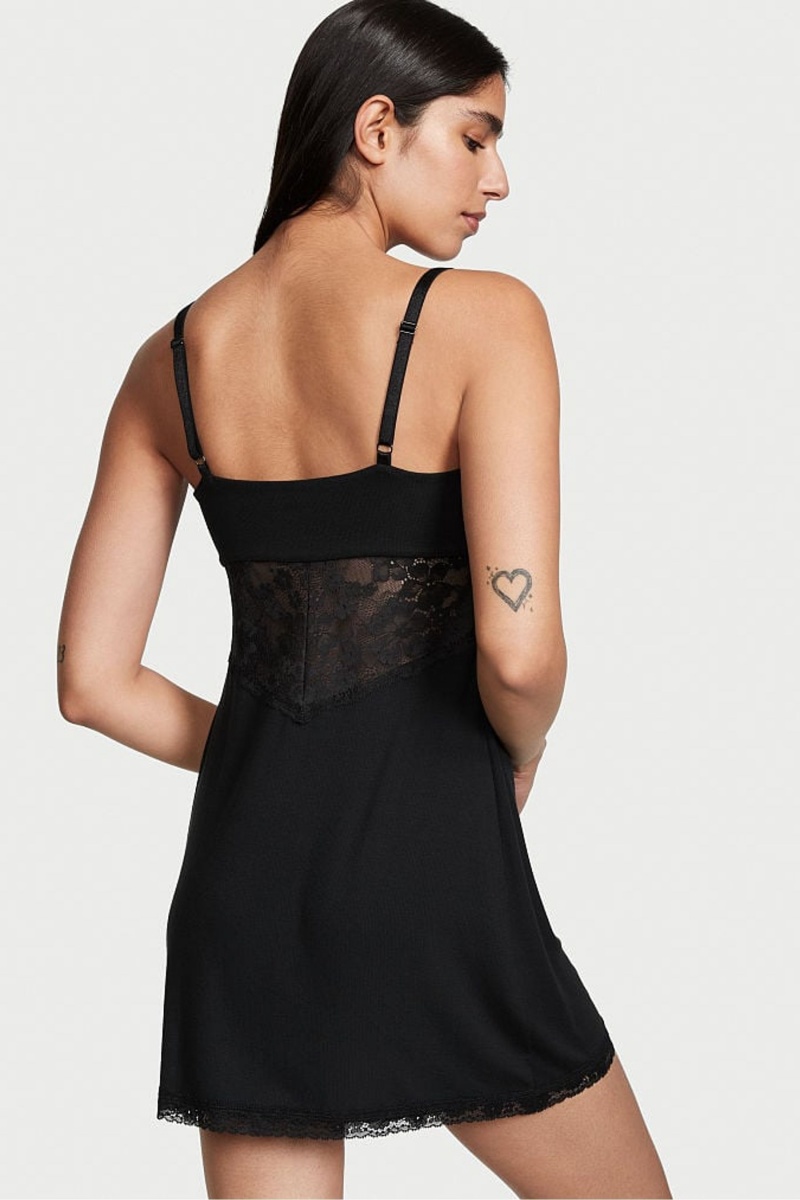 Victoria's Secret Modal Slip Robe Noir | EWUY-85963