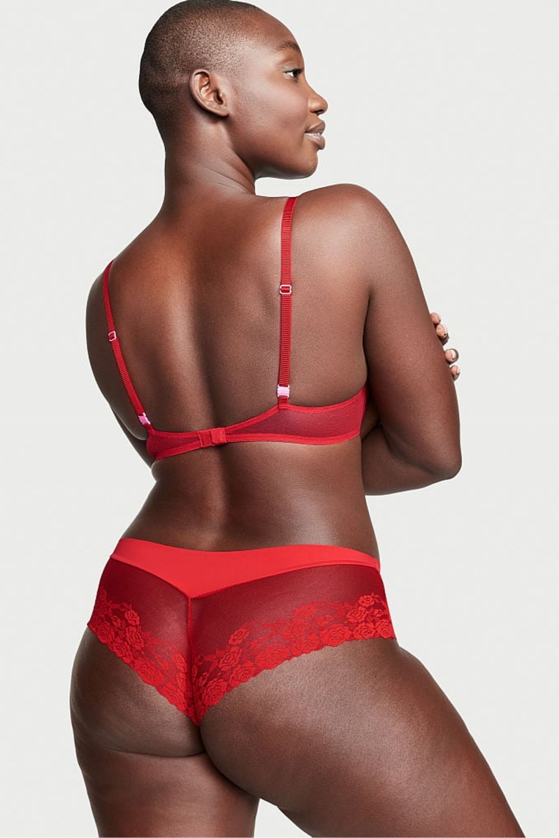 Victoria's Secret No-Show Dentelle No Show Cheeky Knickers Rouge | PGYH-75912