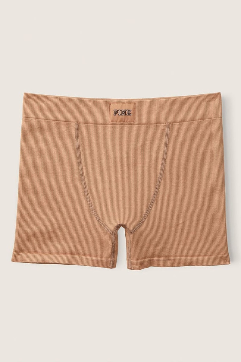 Victoria's Secret Period Pants High Taille Rib Seamless Boxer Brief Iced Mocha Nude | KXCY-65104