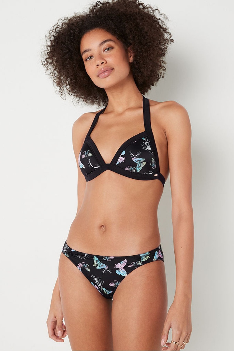 Victoria\'s Secret Push Up Triangle Halterneck Bikini Top Noir Grise | DZWJ-90314