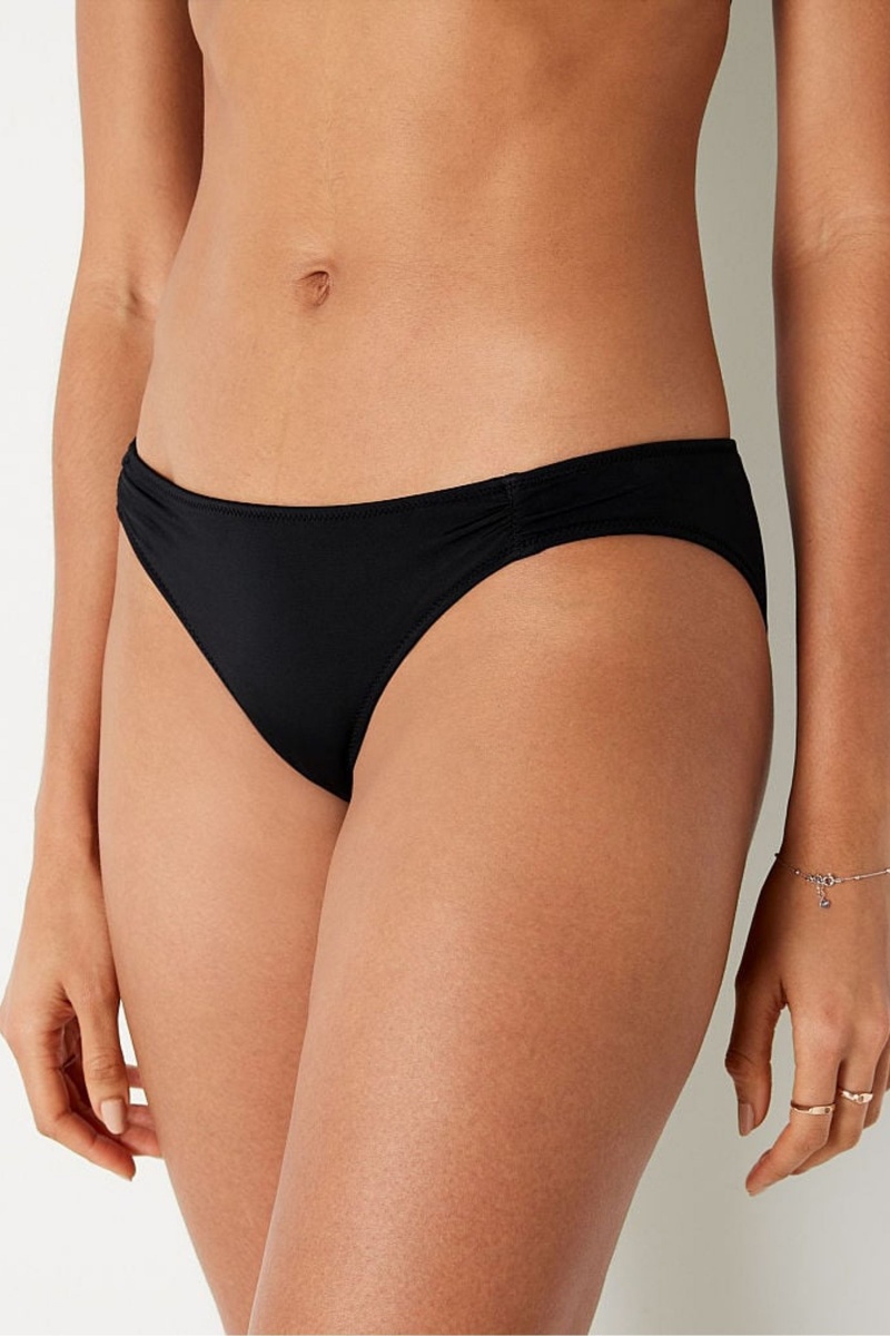 Victoria's Secret Ruched Front Bikini Bottoms Noir | LVNW-90751