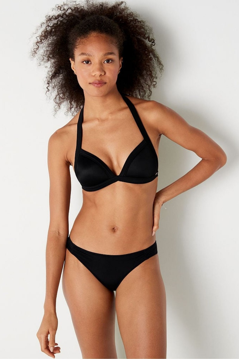 Victoria\'s Secret Ruched Front Bikini Bottoms Noir | LVNW-90751