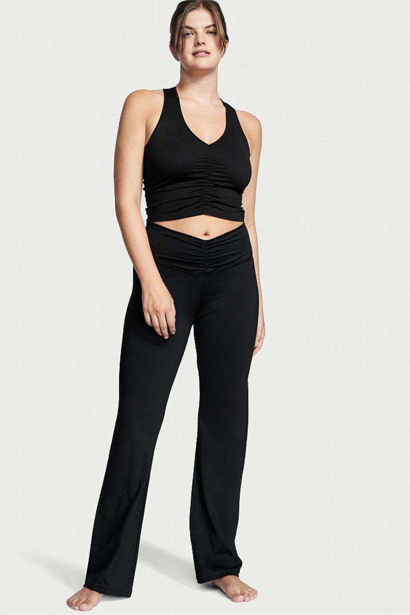 Victoria's Secret Ruched Larges Leg Flare Legging Noir | AOZX-97132