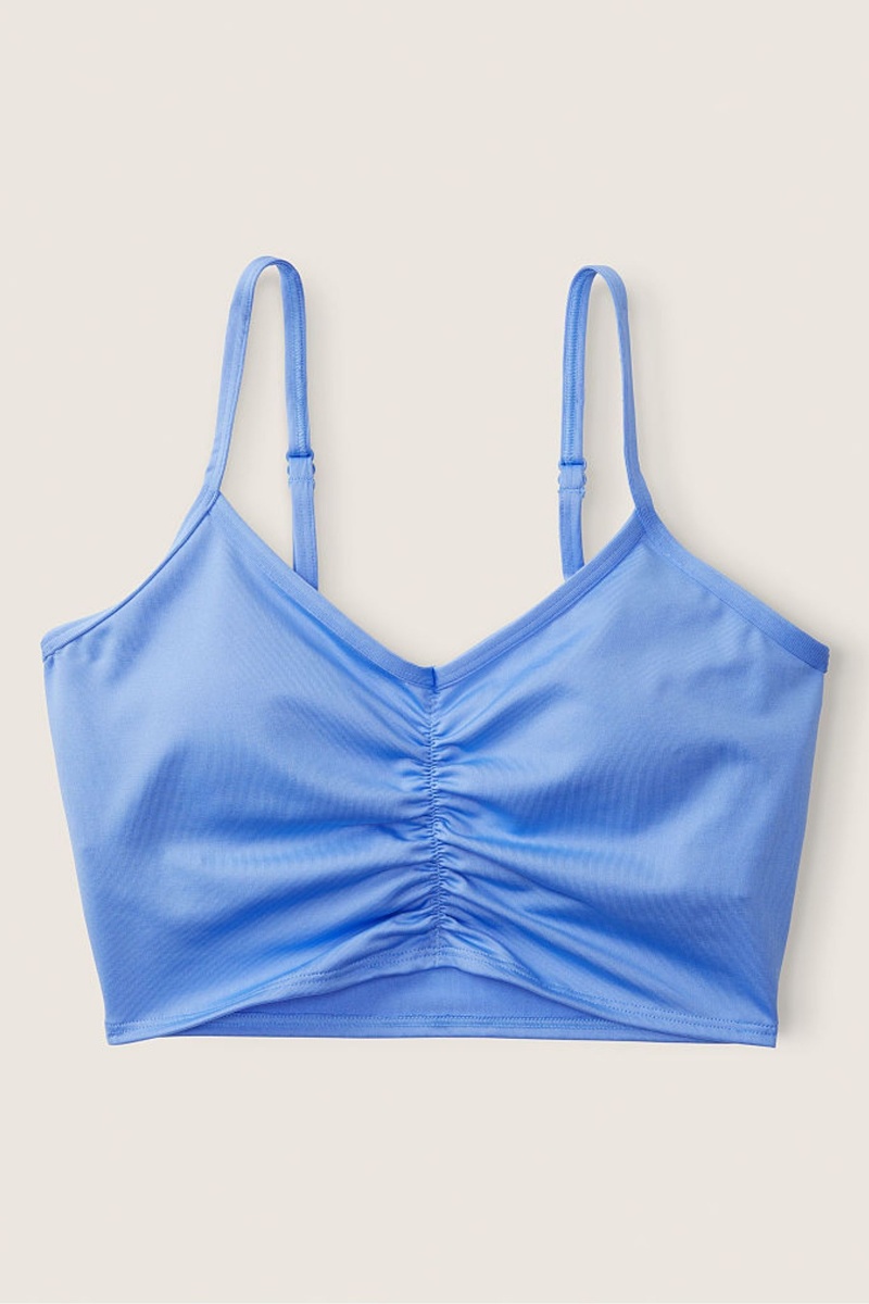 Victoria's Secret Ruched Lightly Doublée Low Impact Sports Bra Bleu | YGBF-92706