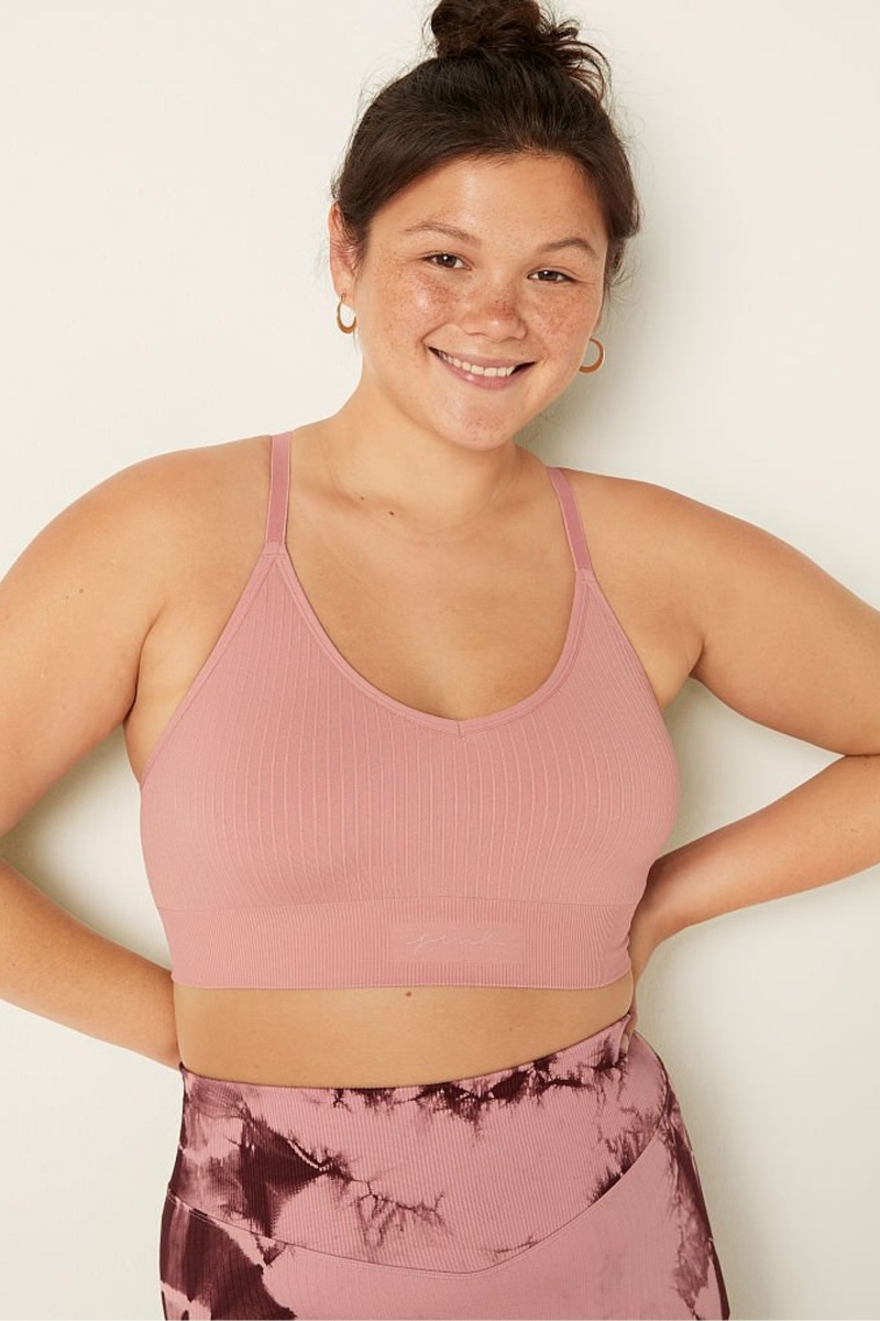 Victoria's Secret Seamless Lightly Doublée Low Impact Sports Bra Rose | WGSM-29153