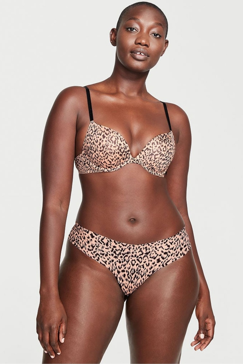 Victoria\'s Secret Sexy Illusions by Victorias Secret Smooth No Show Lanières Knickers Rose Leopard | FUSV-73409