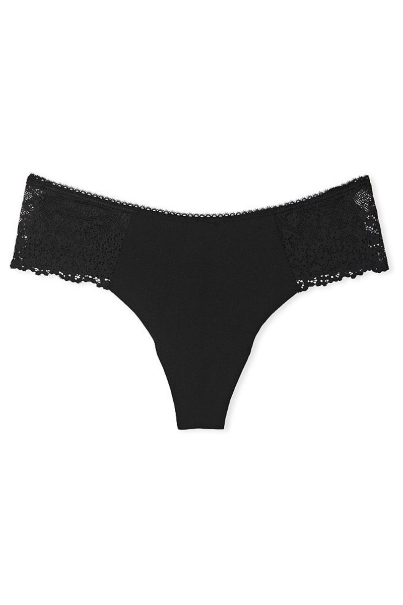 Victoria's Secret Sexy Illusions by Victorias Secret No Show Dentelle Lanières Knickers Noir | HXRW-85013