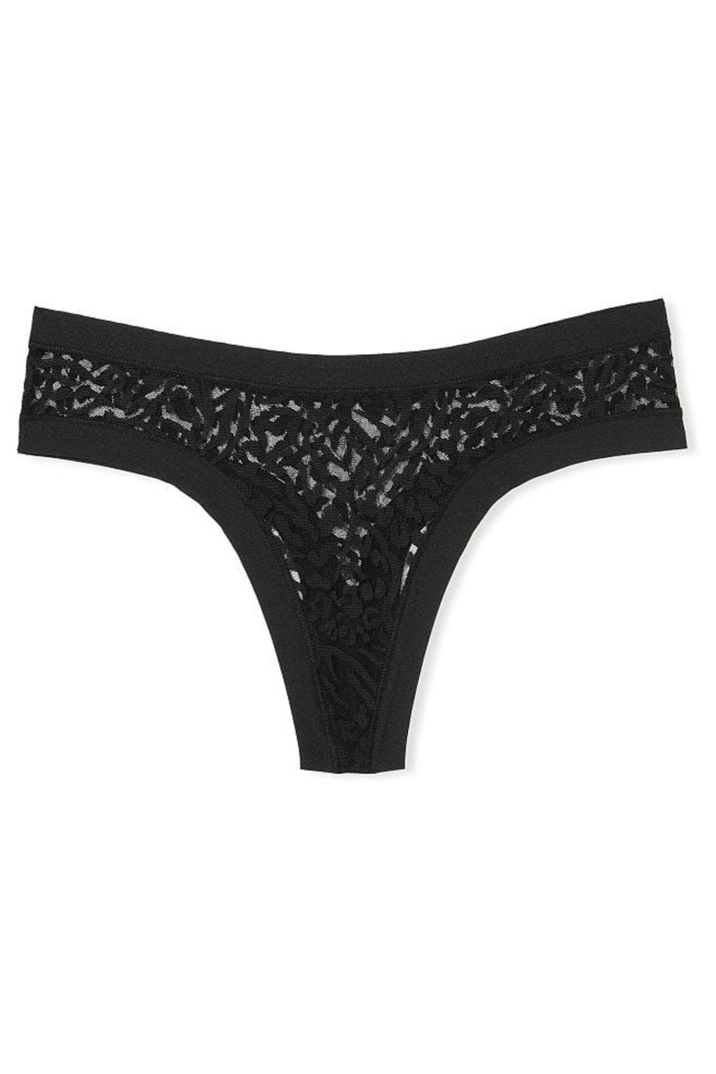 Victoria's Secret Sexy Illusions by Victorias Secret No Show Lanières Knickers Noir | FZGK-59712