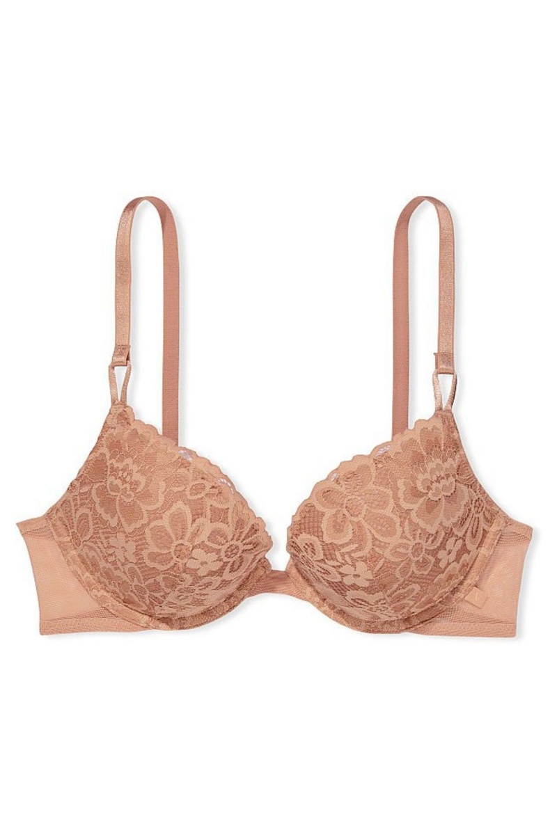 Victoria's Secret Sexy Tee Dentelle T-Shirt Push Up Bra Sweet Praline Nude | VAJQ-92603