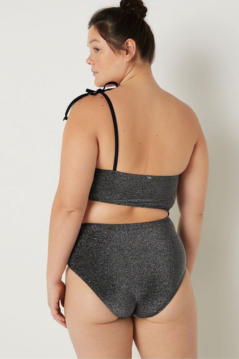 Victoria's Secret Shimmer One Shoulder Swimsuit Noir | RCYA-24930