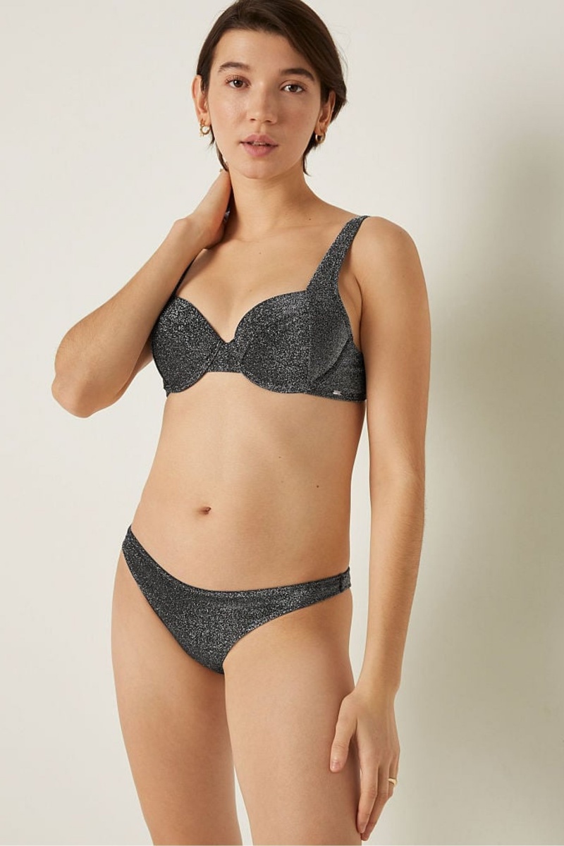 Victoria's Secret Shimmer Push Up Bikini Top Noir | RNTV-19438