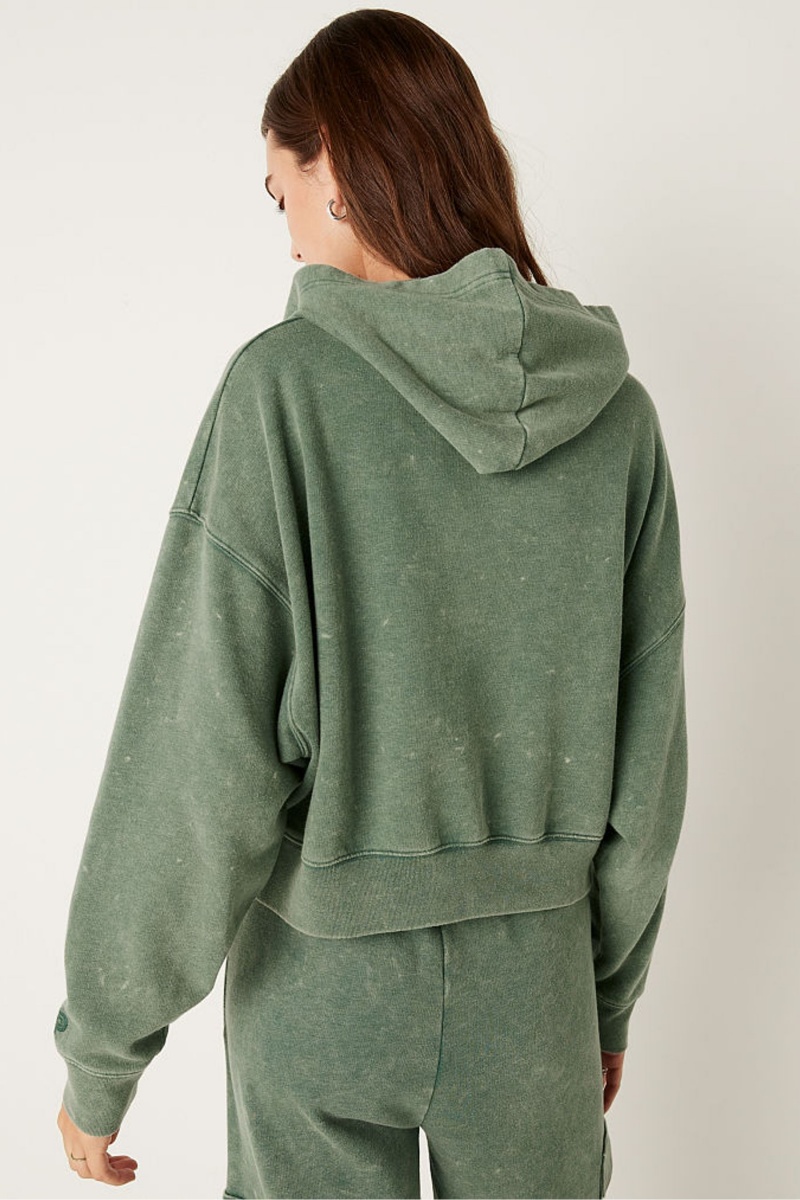 Victoria's Secret Shine Crop Long Sleeve Hoodie Vert Lavage | SNOW-75089