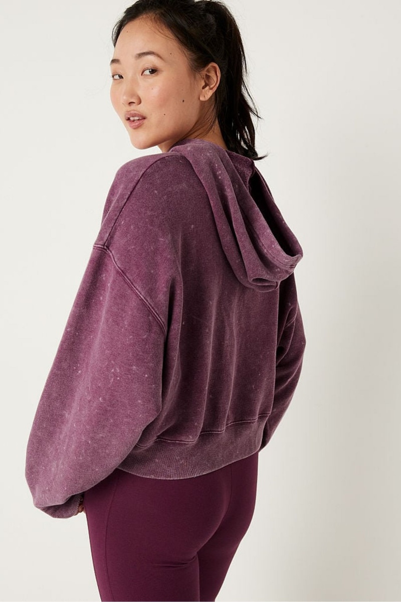 Victoria's Secret Shine Crop Long Sleeve Hoodie Bordeaux Rouge | FARW-97852