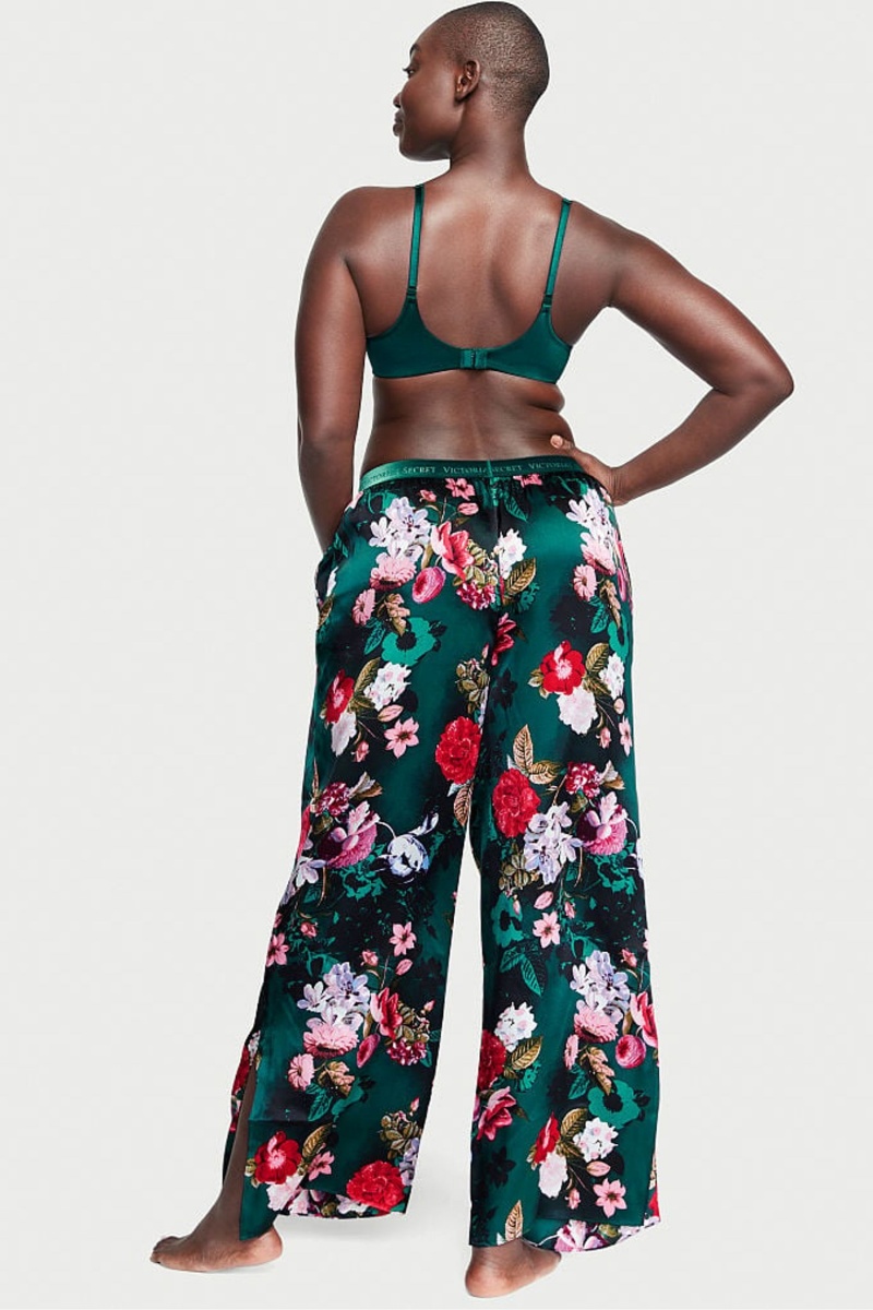 Victoria's Secret Silk Floral Pyjama Bottoms Vert | UBTI-68324