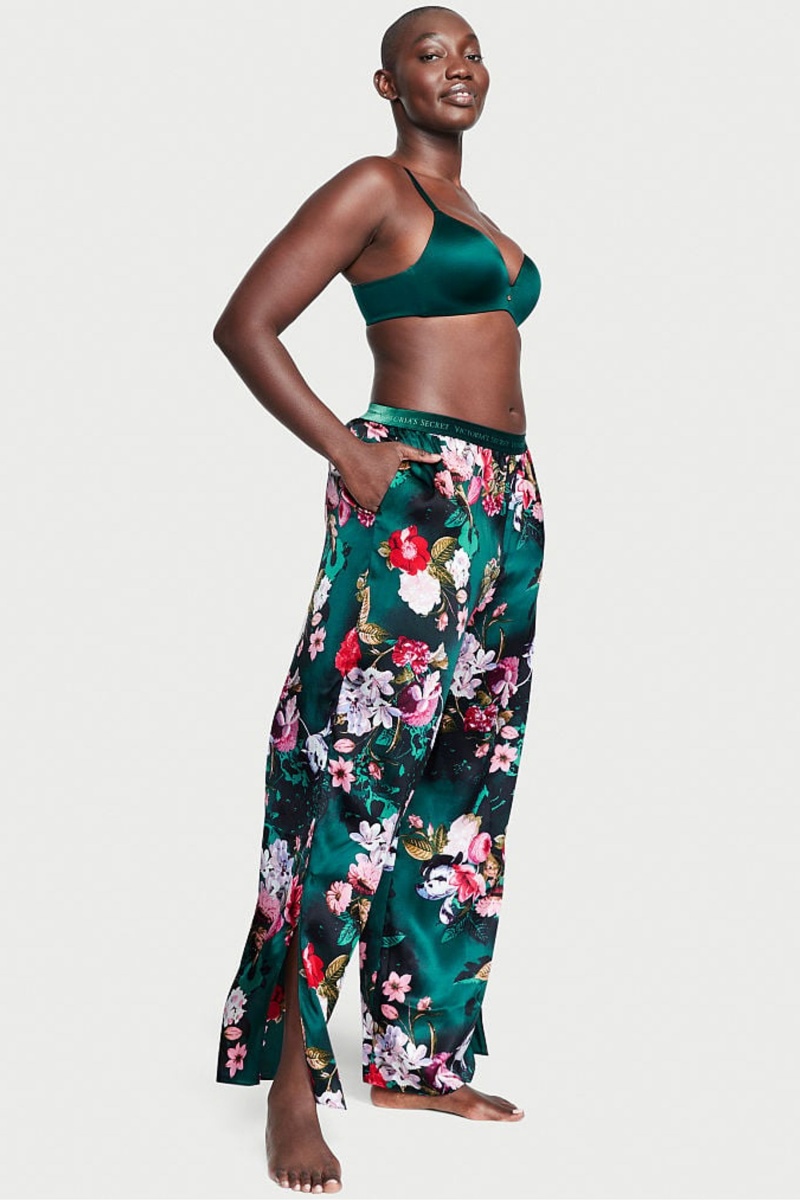 Victoria\'s Secret Silk Floral Pyjama Bottoms Vert | UBTI-68324