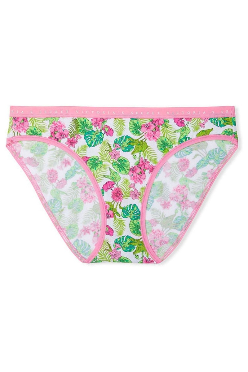 Victoria's Secret Stretch Coton Coton Bikini Knickers Whtie Tropical Oasis | RVMF-65379