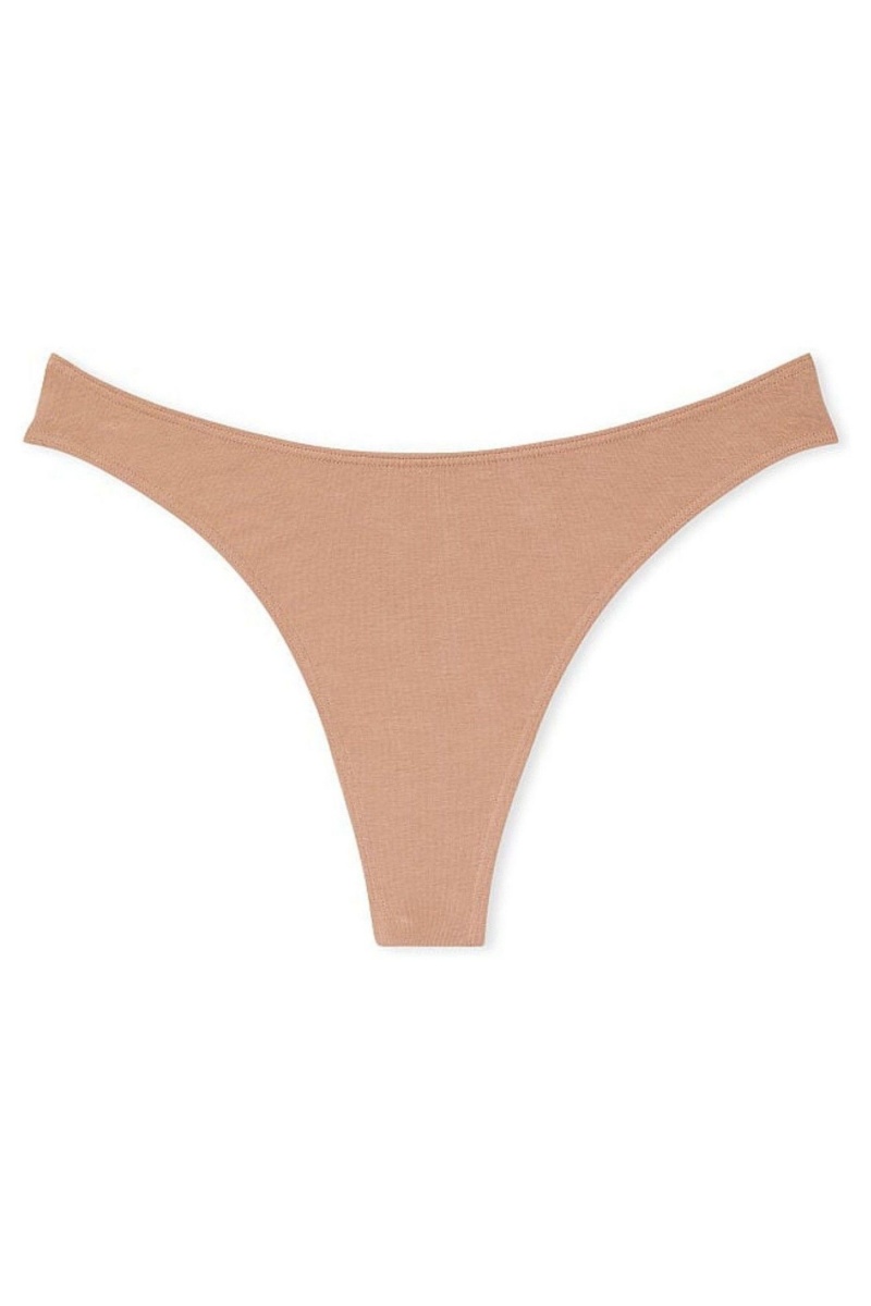 Victoria's Secret Stretch Coton Coton High Leg Lanières Knickers Sweet Praline Nude | KFCN-81943