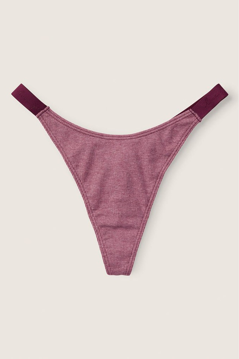 Victoria\'s Secret Stretch Coton Coton High Leg Logo Lanières Knickers Bordeaux Violette | FBND-59632